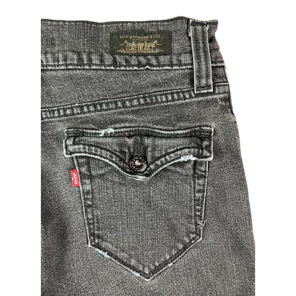 Levis 542 Jean Shorts  Women's Size 8  Lowrise Cut-off Black Denim w Flap Pocket - Picture 5 of 9